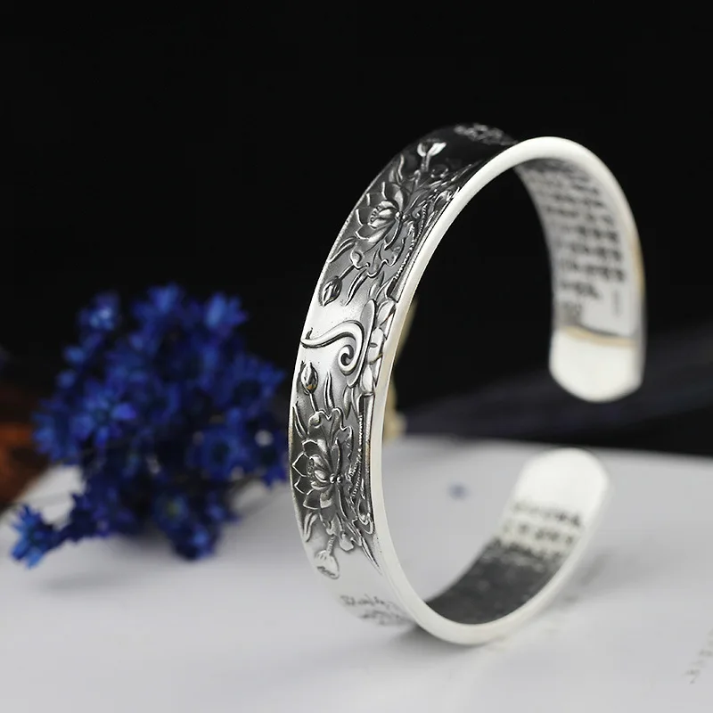 

2018 Real Women Bangle Fashion Of Products Sterling Jewelry Wholesale Ms Lotus Sutra Bracelet New Restoring Ancient Ways