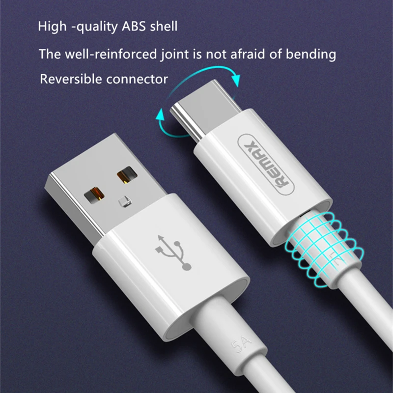 REMAX супер-быстрая USB type C кабель для передачи данных 5A быстрой зарядки Xiaomi samsung S8 9