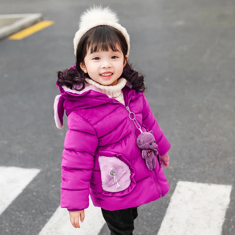 Girls Jackets Baby Outdoor Warm Clothing Thick Coats Windproof Children Winter Kids Cartoon bear Outerwear | Детская одежда и
