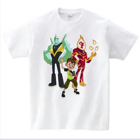 white childreT-shirt Футболки для мальчиков Одежда для футболок с рисунком Бена 10, защитник земли футболка с короткими рукавами с героями мультфильмов футболки для мальчиков Одежда для детей, M - Цвет: white childreT-shirt