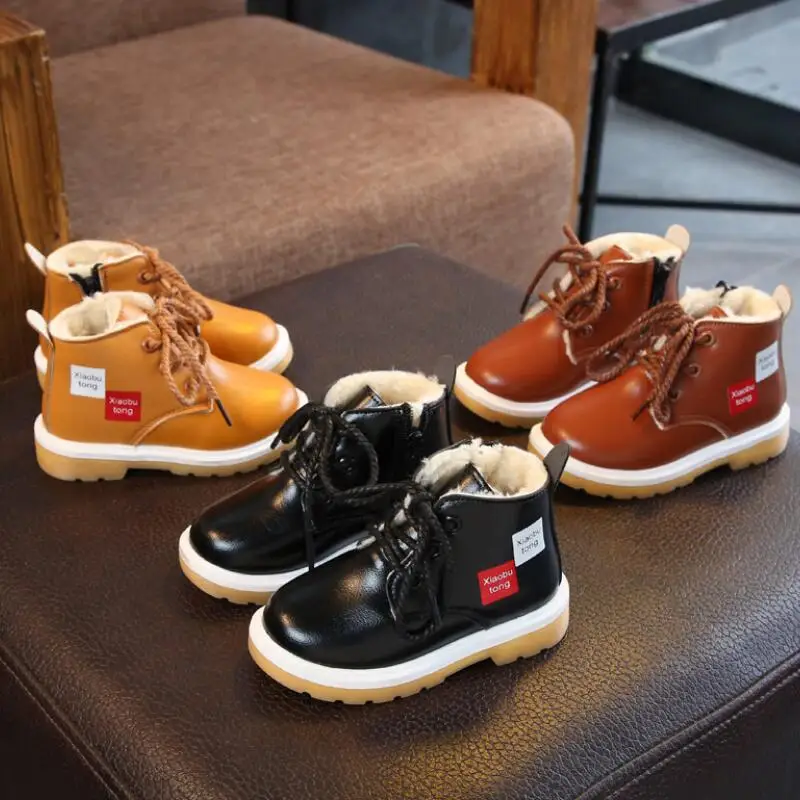 Детские Ботинки Martin зимняя обувь из плюша и хлопка для мальчиков теплые зимние