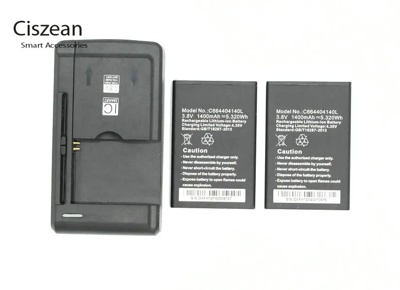 Фото Ciszean 2x1400 мАч мобильный телефон с универсальным зарядным устройством для BLU LIFE PLAY