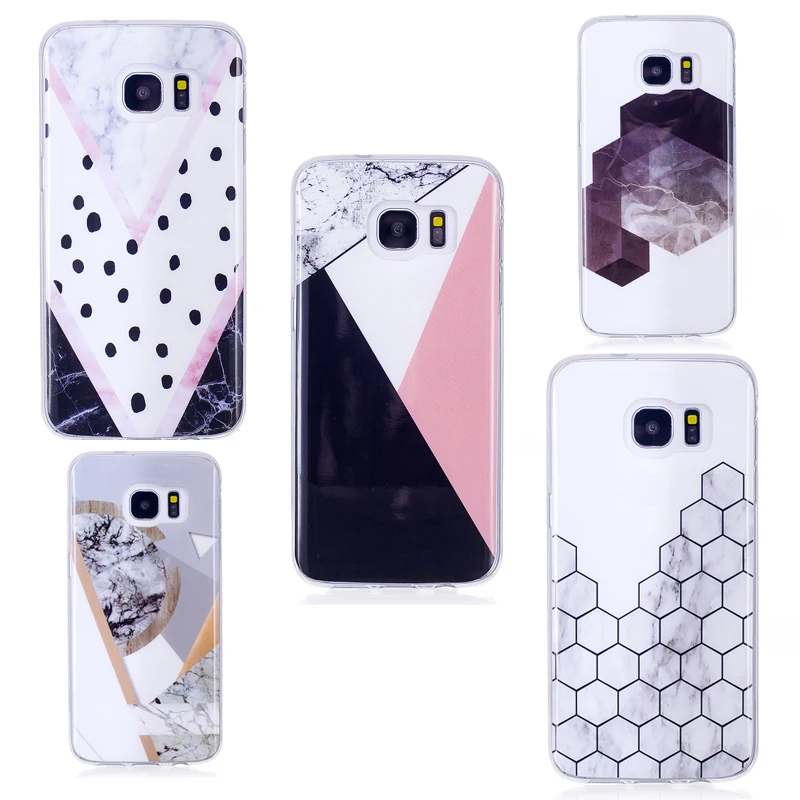 Funny Letters Geometry Splice Marble Case For Samsung S5 Mini S8 S9 Plus Soft Cases Galaxy A3 A5 J3 J5 J7 2017 EU S6 S7 edge |