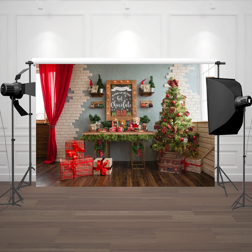 chrsitmas photo background photography backdrop interior Christmas tree gift decor for party home picture pet photoshoot xt-7295 |