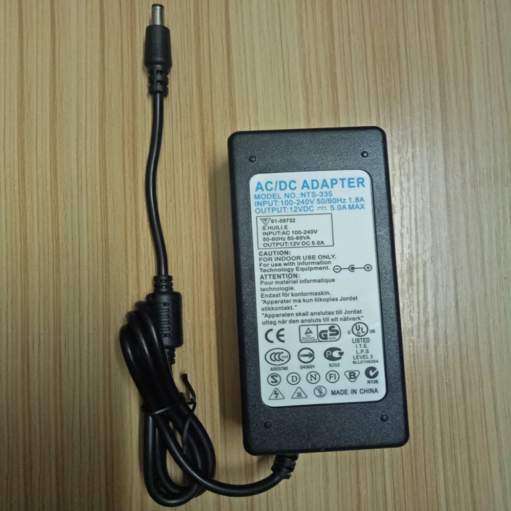 Jorank DC 12 V5A штепсельная вилка европейского стандарта Мощность адаптер зарядное устройство переменного тока 100-240 V DC источник питания для камеры видеонаблюдения(2,1 мм* 5,5 мм