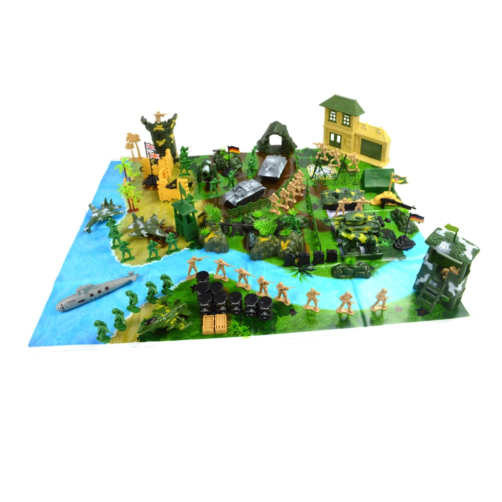 Пластиковая игрушечная армия набор 130 штук включая солдат армейскую карту и