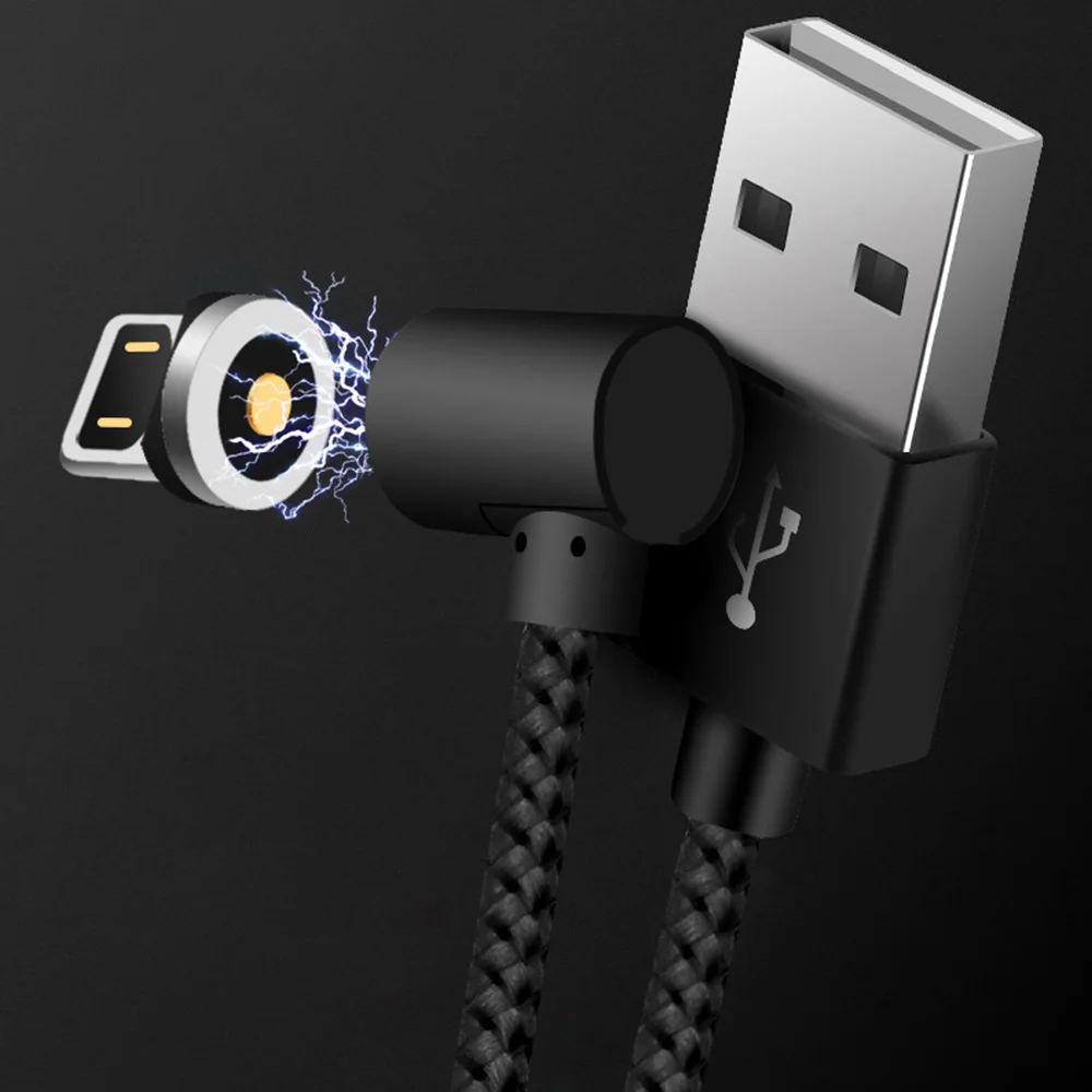 Магнитный Кабель 90 градусов L Тип зарядки Type C Micro Usb для IPhone 7 X Galaxy S9 Xiaomi mi 8 Redmi Note 5