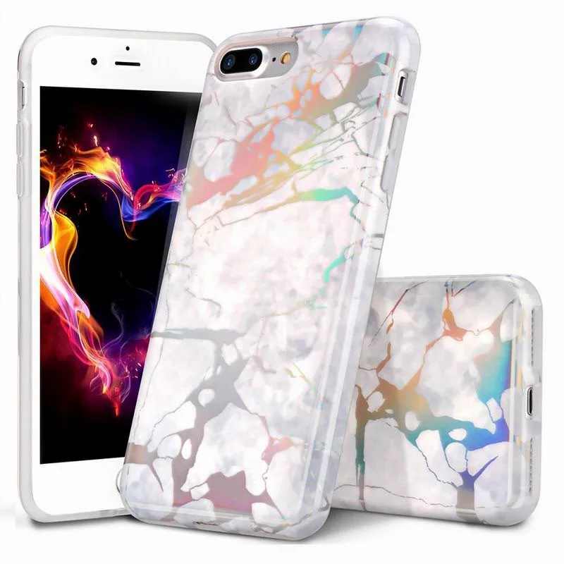Голографический Роскошный Мраморный чехол для телефона Apple iphone 7 plus 8 Plus TPU мягкий |