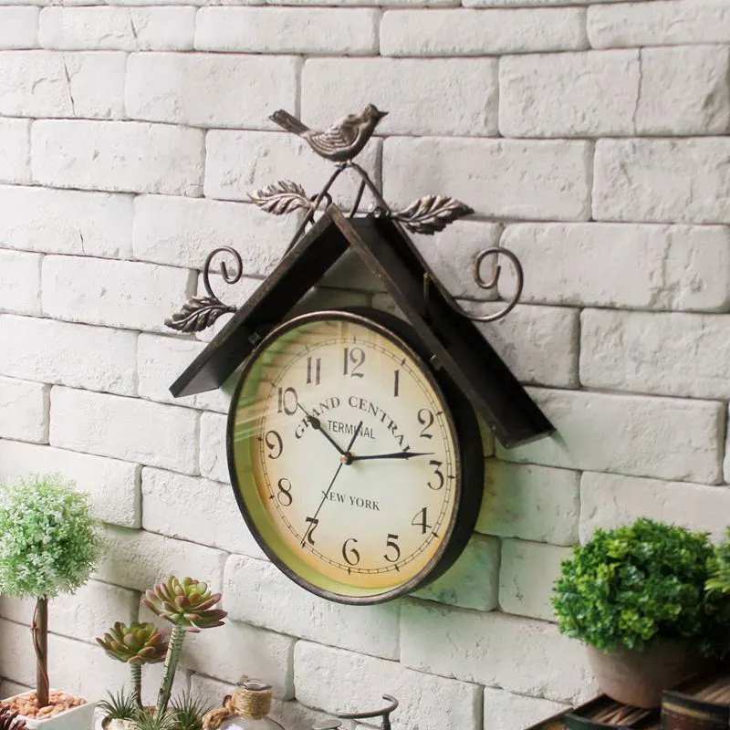 Американская сельская местность Ретро кованого железа домик для птиц настенные