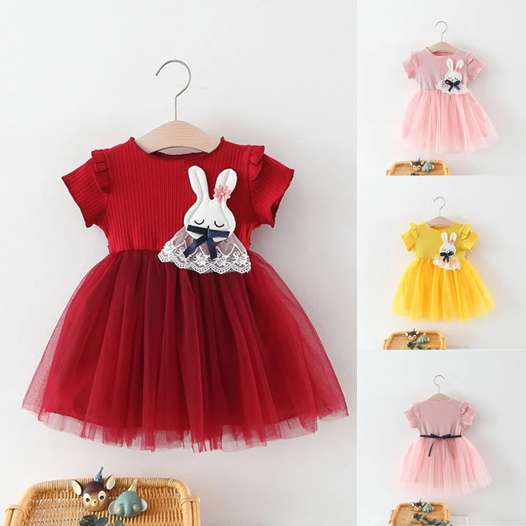 2019 комплект одежды для маленьких девочек Ruched лоскутное кролик Тюлевая юбка