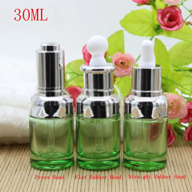 

30ML Green Glass Dropper Bottle, 30CC Empty Cosmetic Container, Essential Oil/Perfume/Essence Sub-bottling (15 PC/Lot)