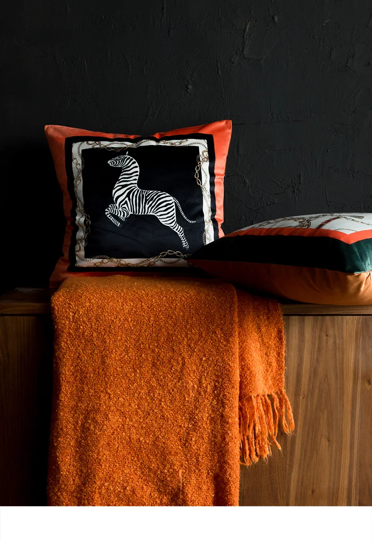 Диванные подушки с рисунком животных, наволочка Зебра Decorativos, рекомендуемый Европейский Стиль, роскошный Ретро бархатная наволочка