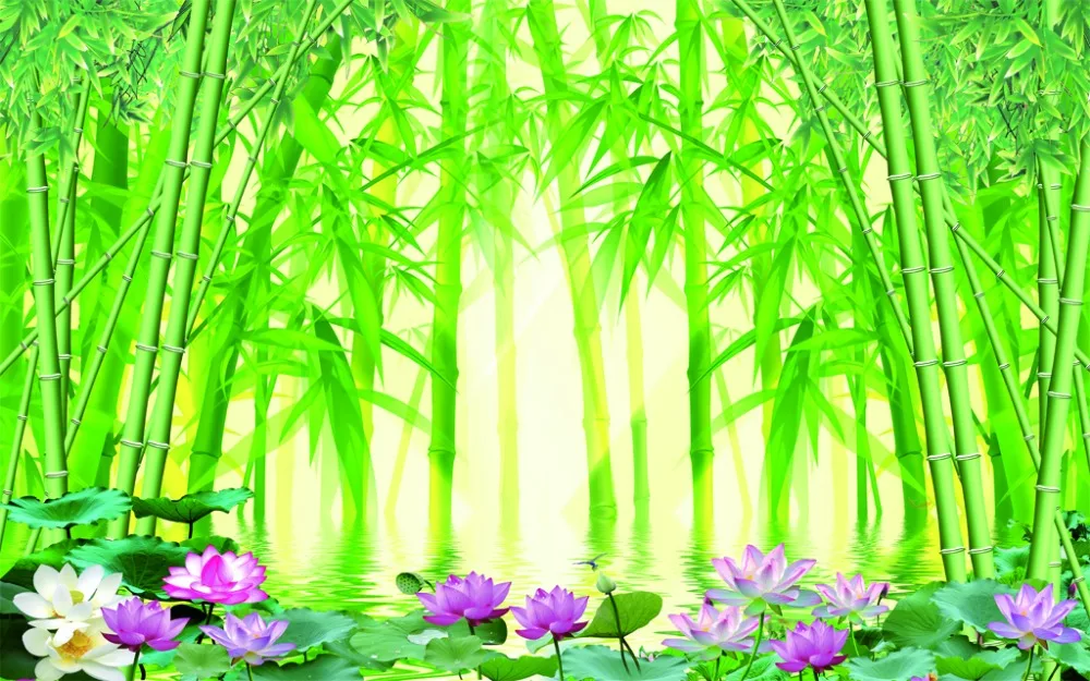 Шторы &quotБабочки&quot настроить 3d шторы бамбук пейзаж с лотосами плотные для