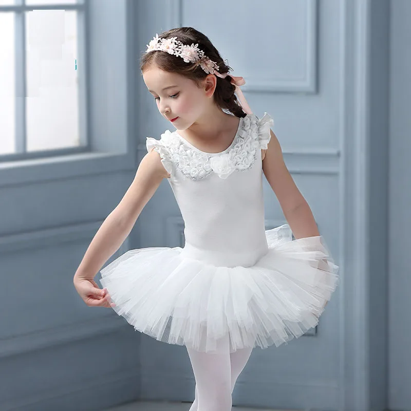 

White Flora Ballerina Children Dance Costume Tutu Skirt Ballet Dress F Girls 2-9Y Kids Ballet Clothes Professional Ballet Dress