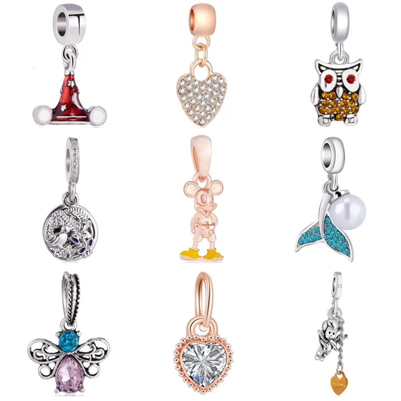 Hot Sale Hat butterfly Cupid Heart Crystal Mickey Pendant Charms Fit Pandora Bracelets Bangles DIY Jewelry Birthday Gifts Bijoux | Украшения