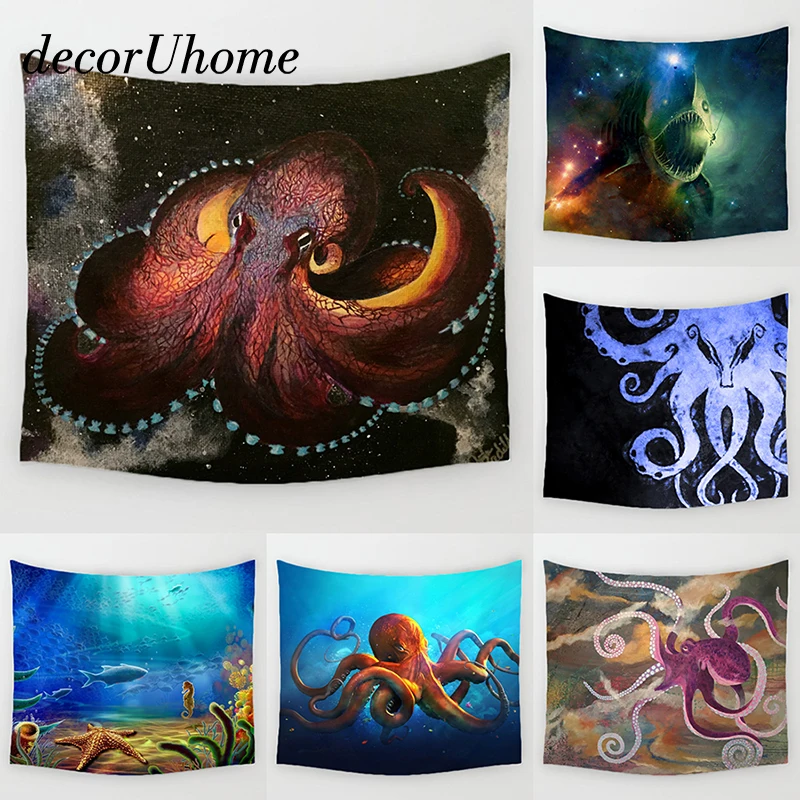 DecorUhome Фэнтези Осьминог Настенный декор океанская рыба с рисунком Кита ковры