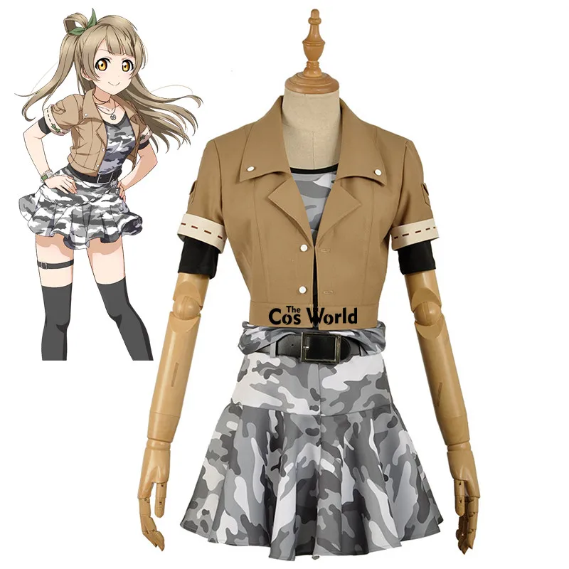 Love Live School Idol Project Kotori Minami армейское камуфляжное пальто Топы платье наряд аниме