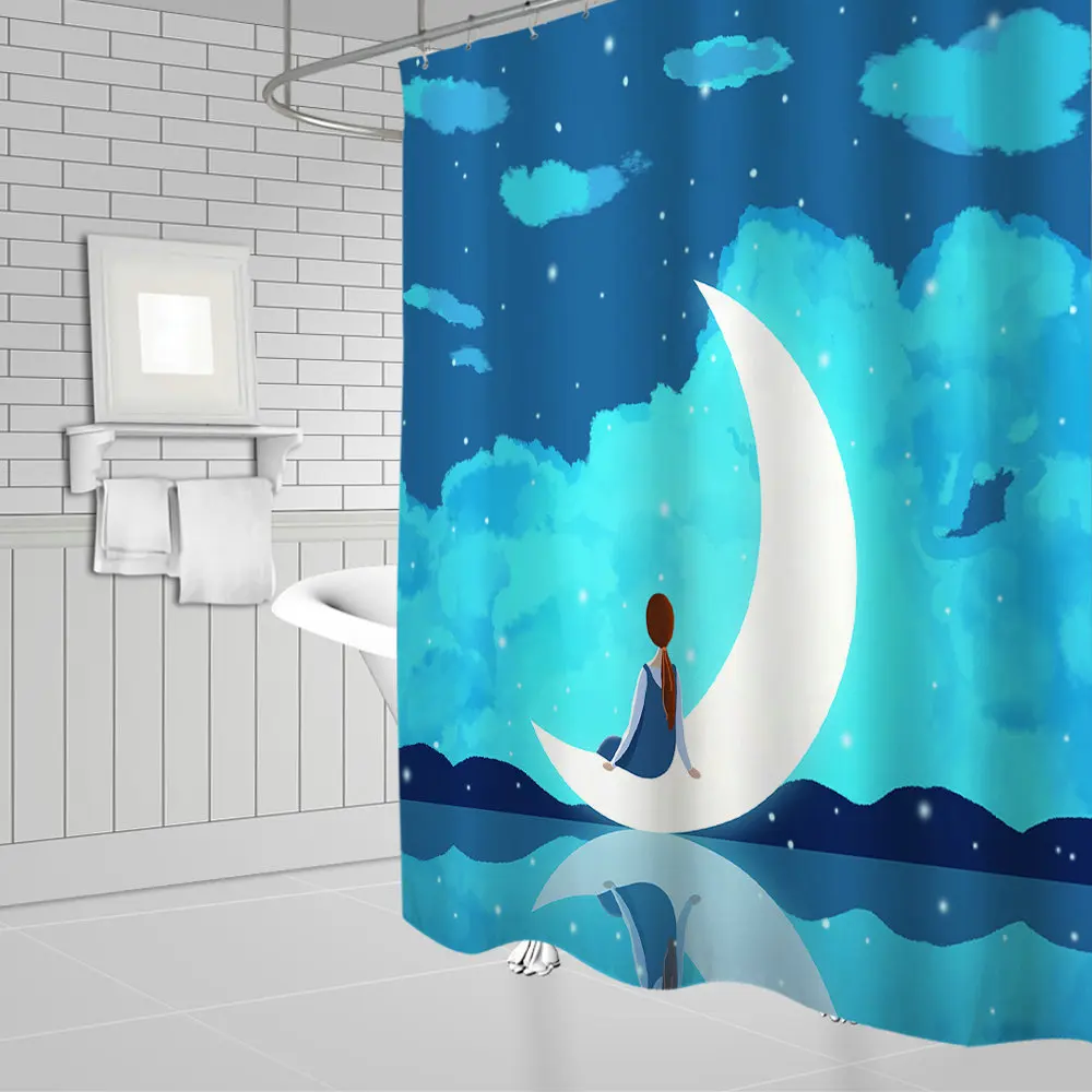 Креативный дизайн висячая занавеска для душа с изображением девушки сидящей на