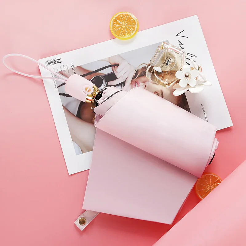 Automatic Small Umbrella Mini Women's Solid Sun Black Coating Kid Umbrellas Rain Women LY30 | Дом и сад