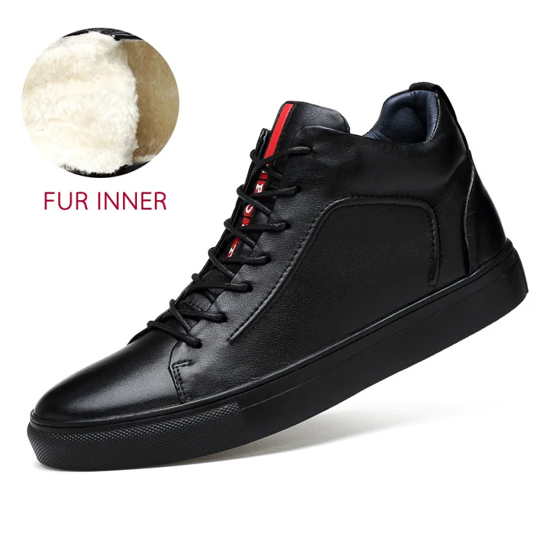 Winter Sneakers Merkmak/мужская водонепроницаемая обувь из натуральной кожи; мужские повседневные кроссовки; Модные ботильоны для мужчин; Зимняя мужская обувь с высоким берцем; размер 47 - Цвет: Winter Sneakers