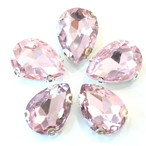 Pink 5 размеров, 30 цветов, каплевидные пришивные стразы, каплевидные стразы с плоской задней стороной, стразы для свадебного платья B0719 - Цвет: Pink