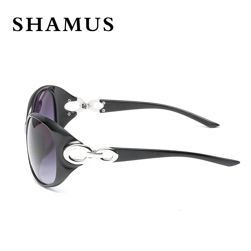 Брендовые солнцезащитные очки Shamus с сумкой UV400 зауженные Женская пластиковая