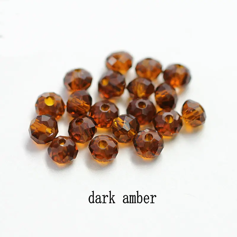 dark amber Большая распродажа 6-8 мм круглые Кристальные бусины разноцветные шармы стеклянные свободные бусины для изготовления украшений о - Цвет: dark amber