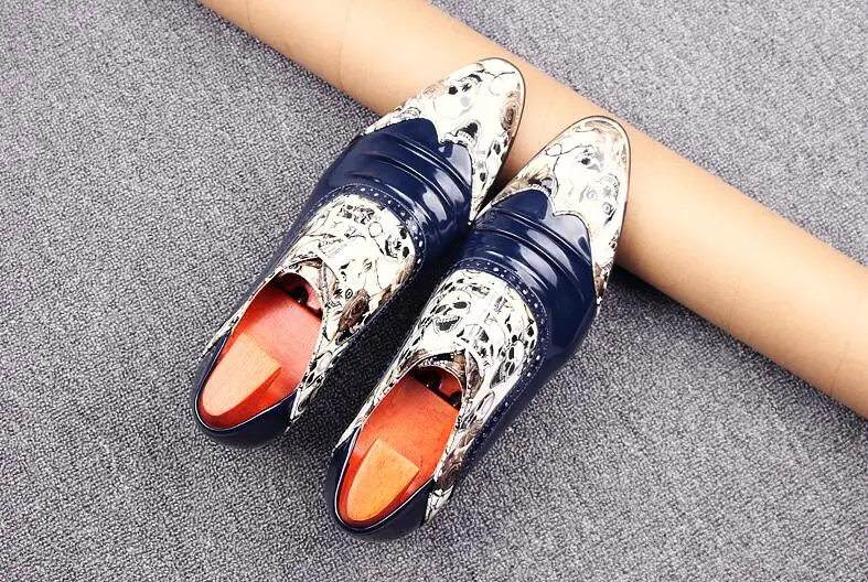 Туфли мужские классические на высоком каблуке лакированная кожа со шнуровкой с