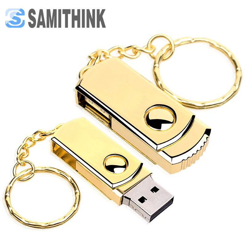 Металлический Подарочный USB флеш накопитель Классическая Флешка с поворотным