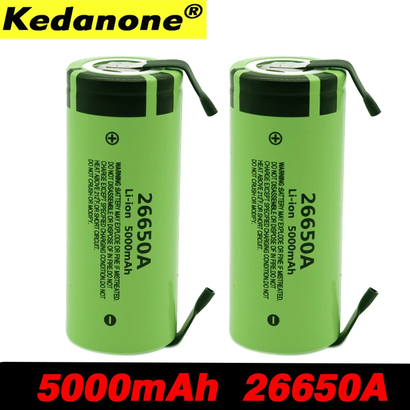 100% oryginalny 26650 akumulator do Panasonic 26650A 3 7 V 5000 mAh duzej pojemnosci Li Ion akumulatory + DIY niklu|Перезаряжаемые