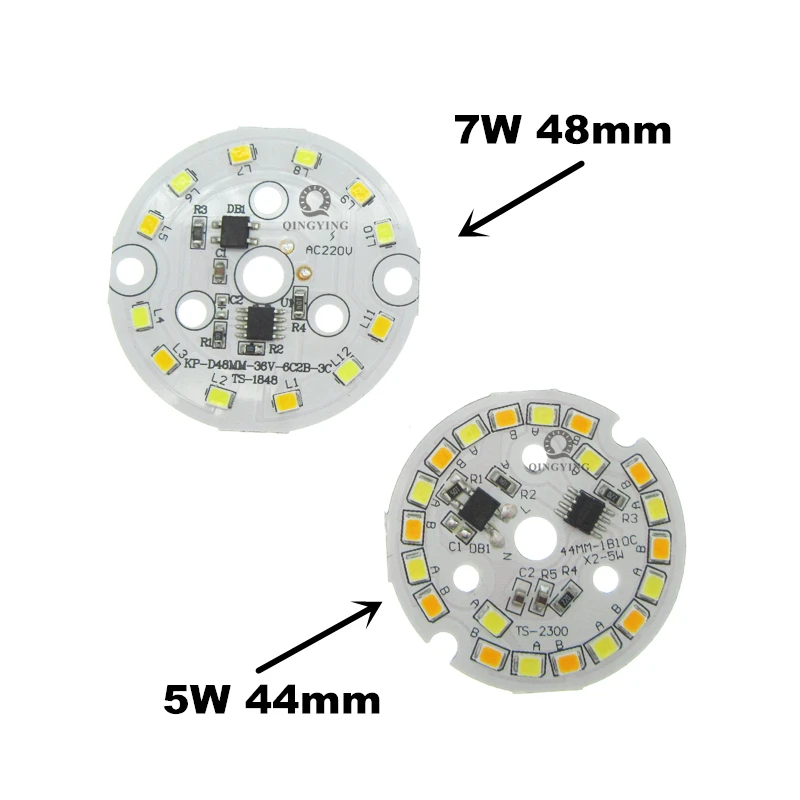 10 шт. 5 Вт 7 2835 SMD переменный ток 220 В фотопластина белый/теплый белый два цвета в