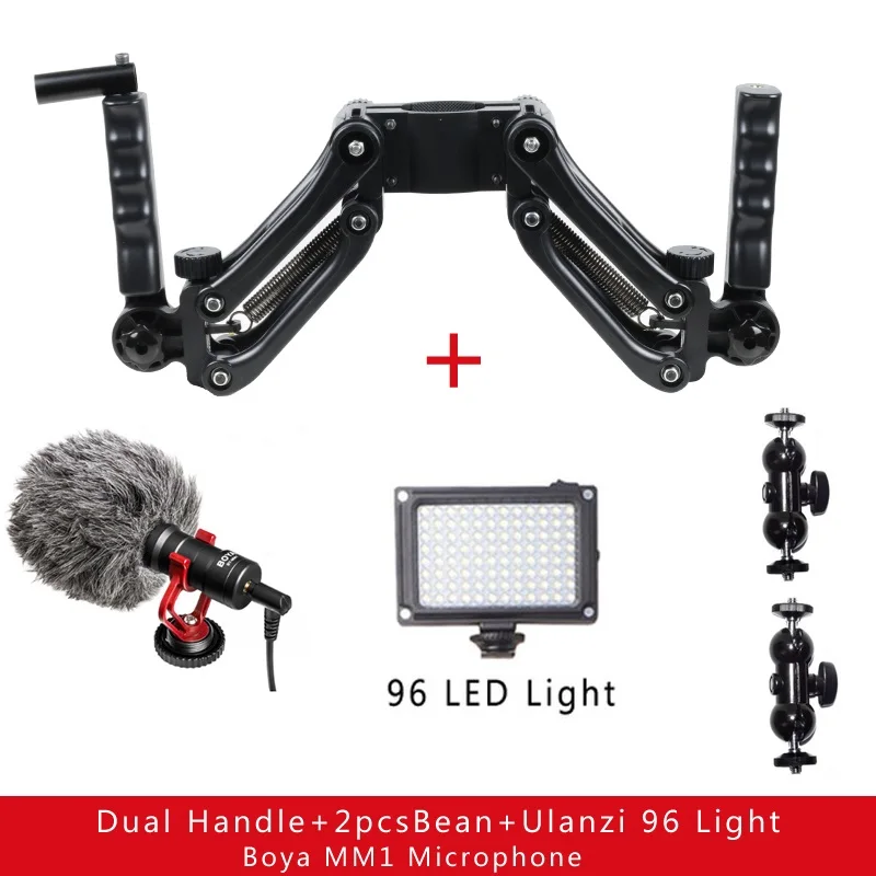 Карданный стабилизатор двойной ручной расширенной ручкой для Zhiyun Crane 3 Weebill lab DJI RONIN S AK4000 AK2000 MOZA AIR 2 AIRCROSS - Цвет: w mic led 2bean