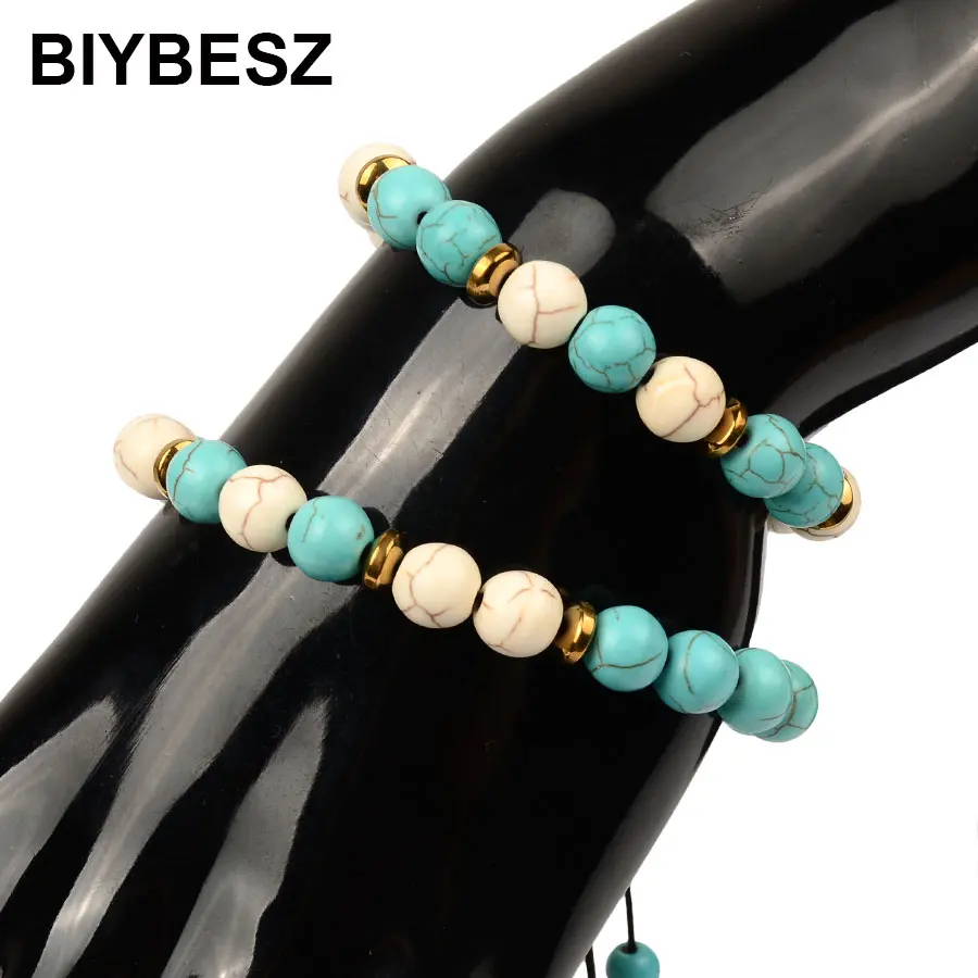 Браслет с бусинами из бирюзы и натурального камня|Плетеные браслеты| |