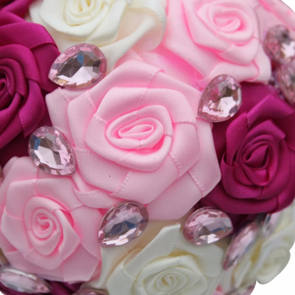 

Bride Holding Flowers New arrival Romantic Wedding Colorful Bride 's Bouquet Pink Ivory And Rose Red Wedding Bouquet W108