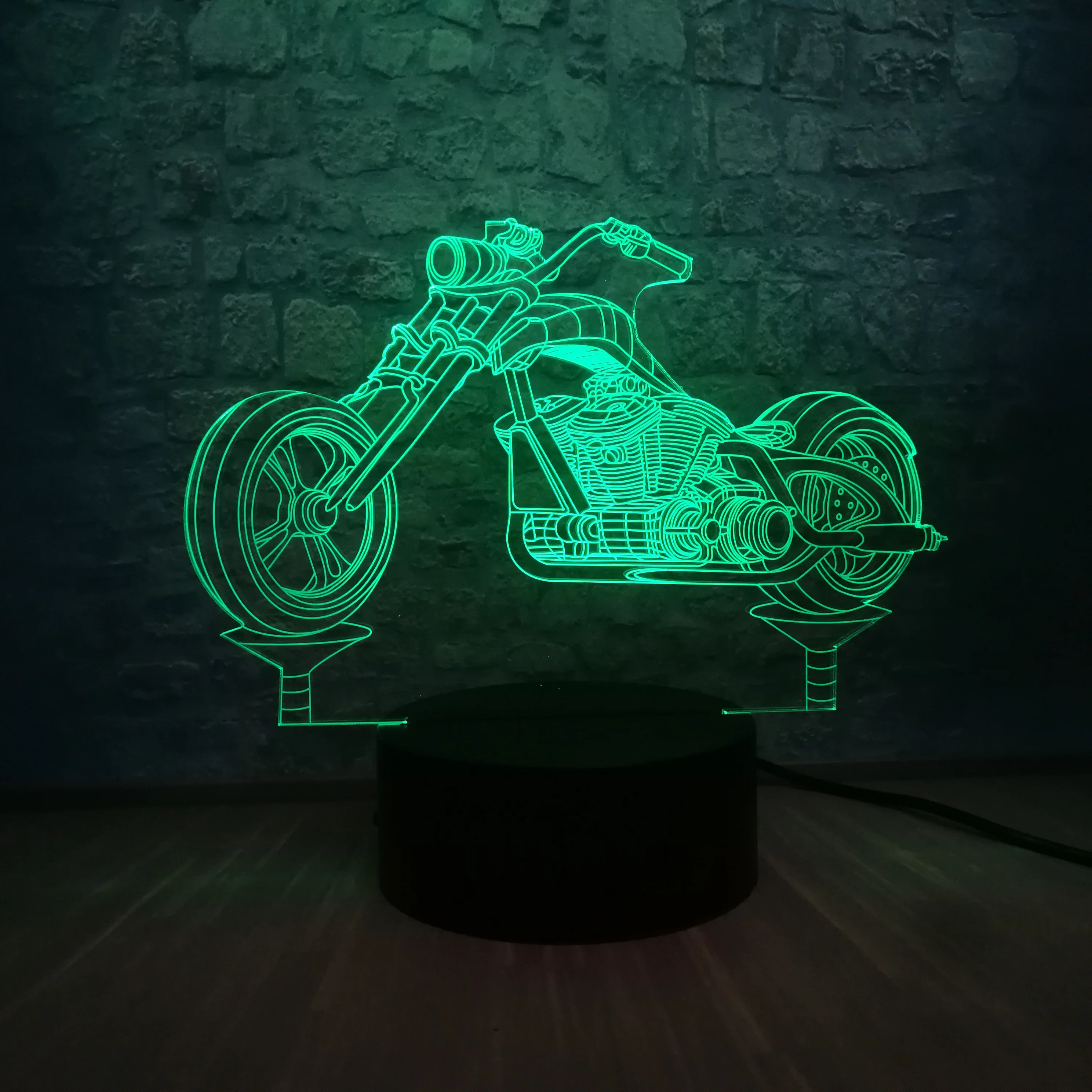 3D Ретро крутой мотоцикл настольная лампа ночник светильник красочный градиент