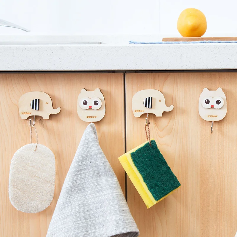 Горячая Распродажа мультяшная деревянная сова мощные клейкие крючки для