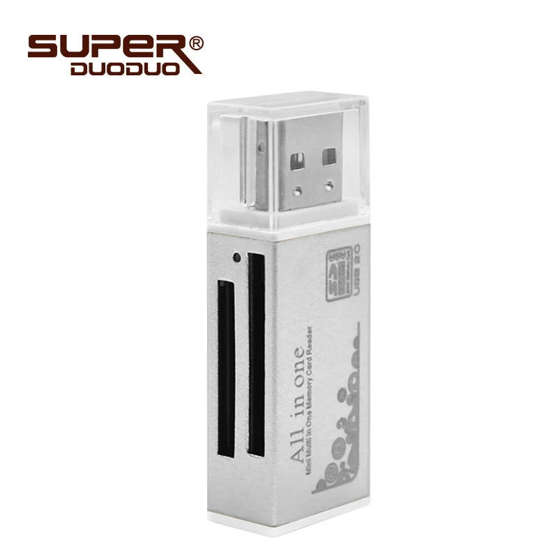 silver USB ридер со вспышкой цветной USB 2,0 все/мульти в 1 устройство для чтения карт памяти Адаптер для Micro SD SDHC TF M2 MMC лучшие подарки - Цвет: silver