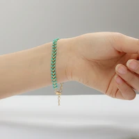 full green beads combined leaf golden centipede style chain fashion adjustable bracelets for women