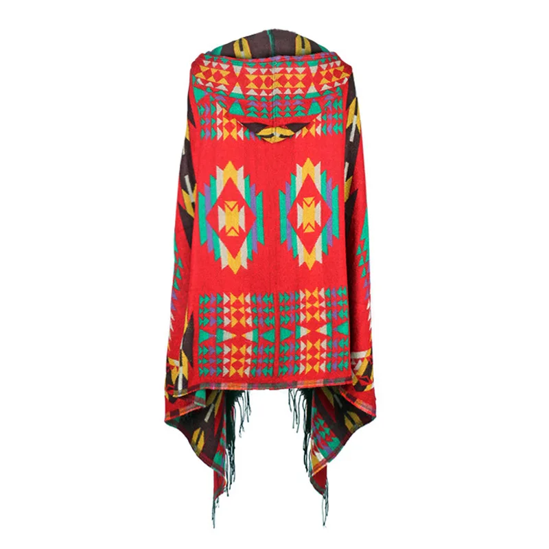 

Ethnic shawl women's hooded padded warm Yunnan Tibet travel scarf hooded cloak coat