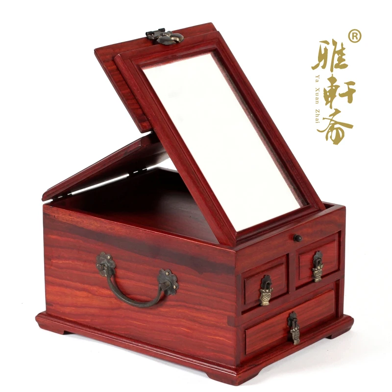 Подставка под старину из красного сандалового дерева с зеркалом|box box|box redbox jewelry |
