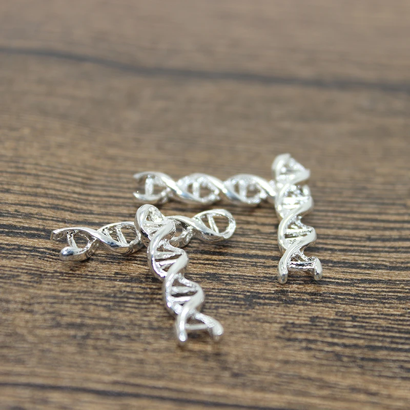 15 шт- спираль амулеты античный серебряный золотой тон 3D наука DNA амулет кулон