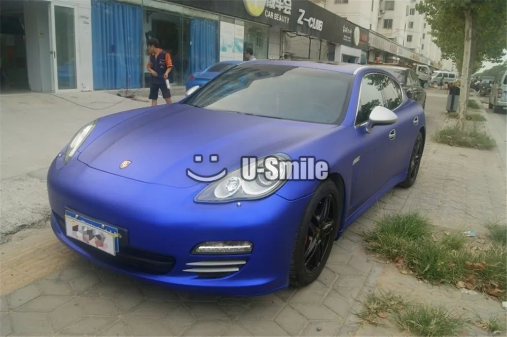 Премиум матовая синяя металлическая виниловая пленка для автомобиля