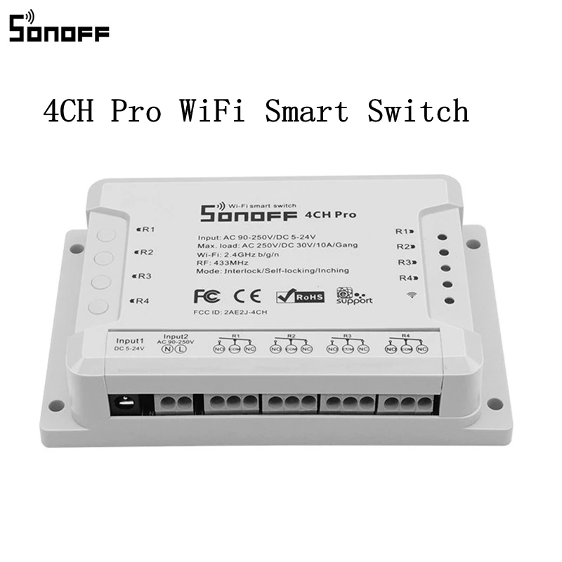 4CH Pro Switch SONOFF умный дом комплект беспроводной Wi-Fi Температура Влажность 4CH умный переключатель человеческого тела датчик движения пульт дистанционного управления Замена - Цвет: 4CH Pro Switch