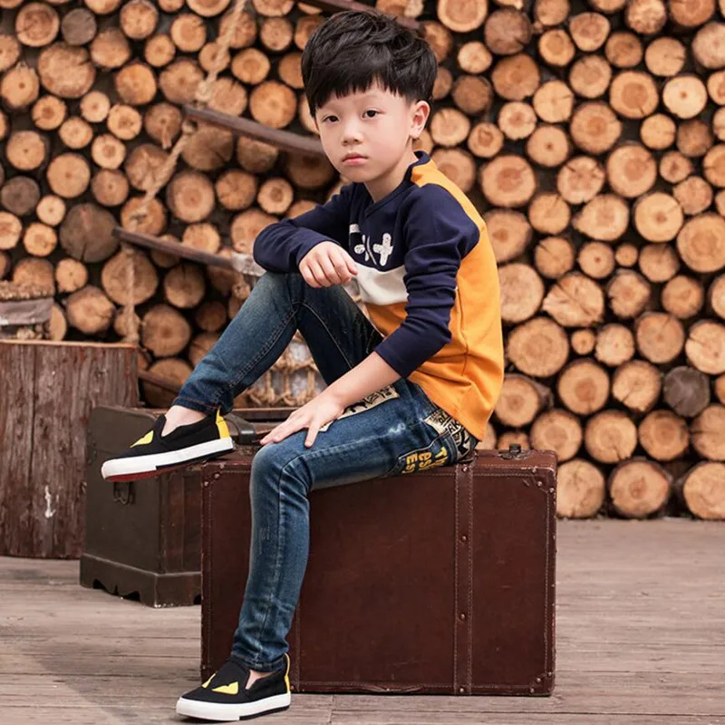 Брюки Детские демисезонные с надписью повседневные джинсы для мальчиков 2-14 лет |