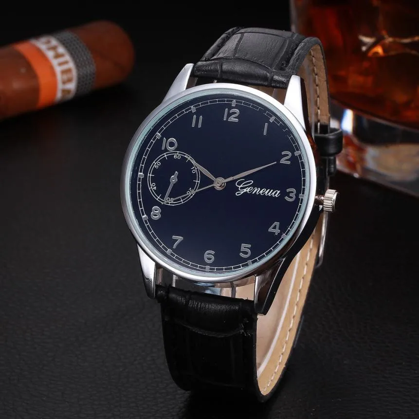 

TZ#501 Mens Retro Design Leather Band Analog Alloy Quartz Wrist Watch