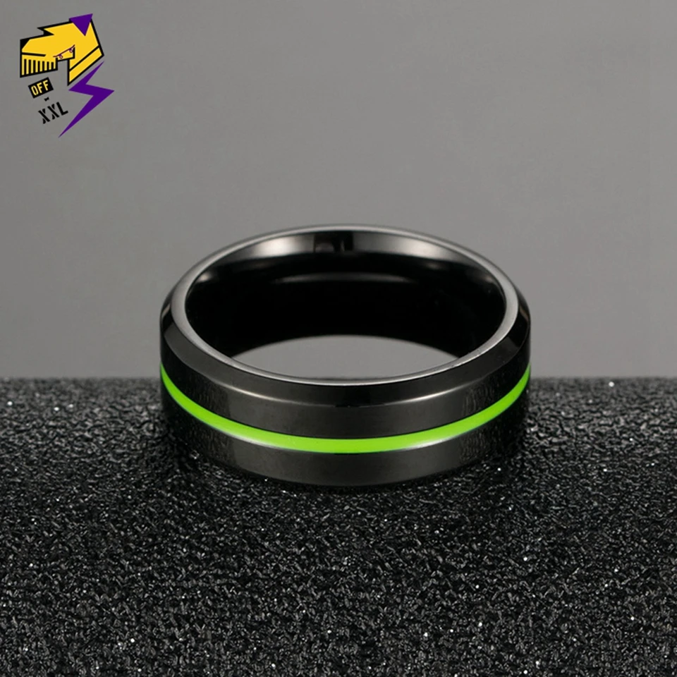 Классические черные мужские обручальные кольца 8 мм из нержавеющей стали тонкие