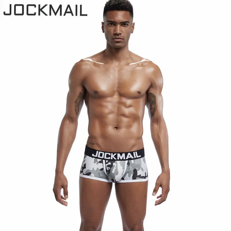 Бренд jockmail Боксер мужские сексуальные камуфляжные мужские шелковое нижнее белье с принтом Дышащие Боксеры cuecas masculina de marca Боксеры Шорты