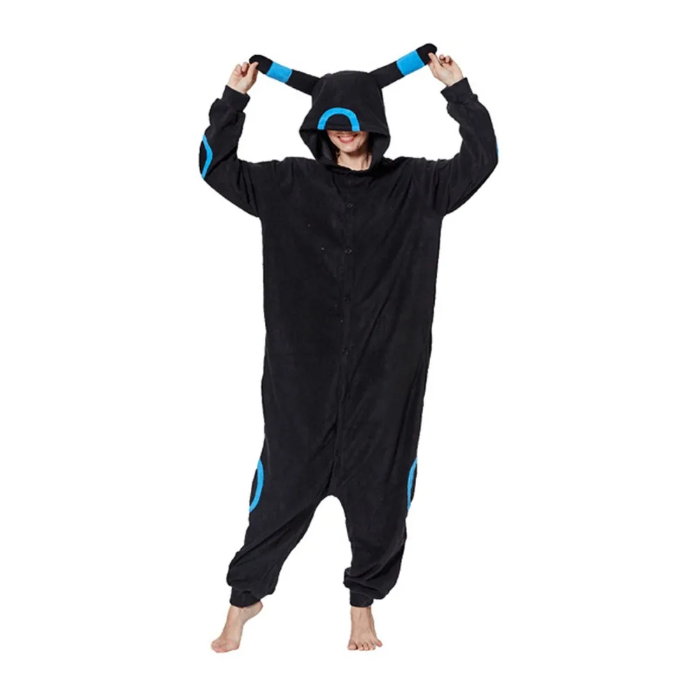 Из Полар флиса костюм Umbreon Kigurumi пижамы Аниме Косплэй унисекс для взрослых
