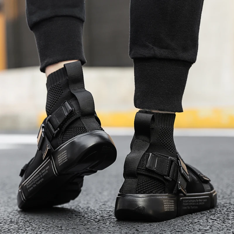Men Fashion Casual Shoes Outdoor Comfortable white Sneakers New Autumn Winter Popular Hight-Top Walking Shoes High Quality