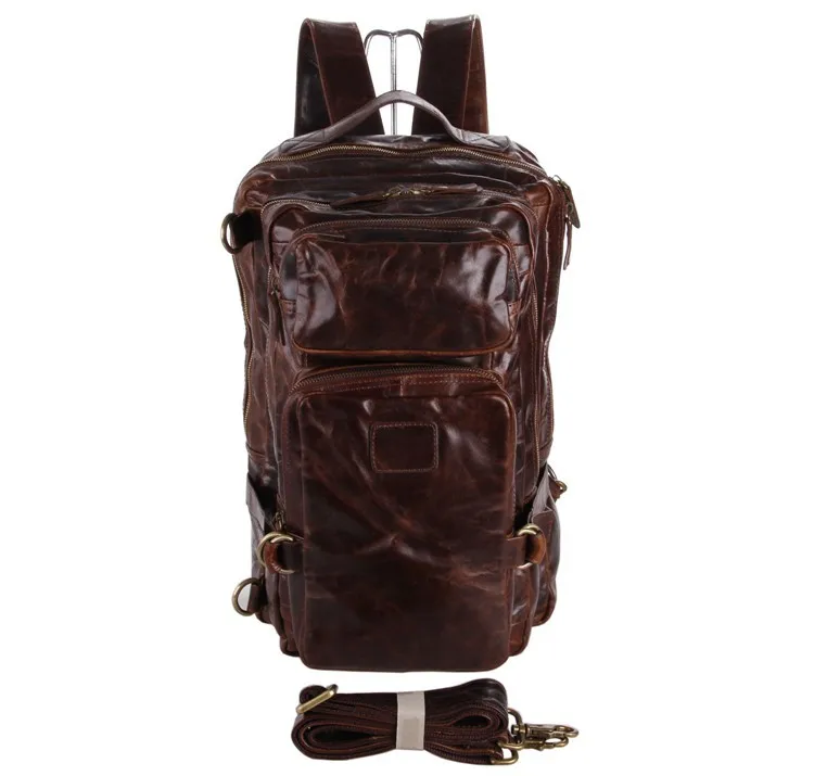 J.M.D Men's Leather Backpack Large Capacity Real School Brown Laptop for Travelling 7039Q | Багаж и сумки